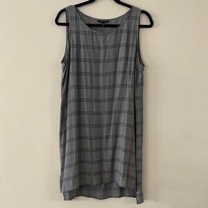 Eileen Fisher Gray Plaid Sleeveless Midi Dress